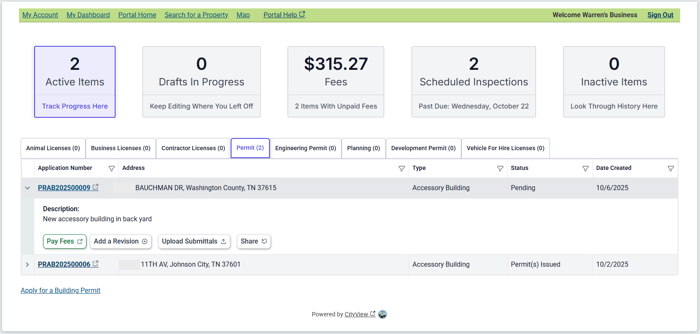 Screenshot of the redesigned CityView Portal